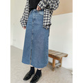 開衩不收邊牛仔中長裙 | R114 |_11
