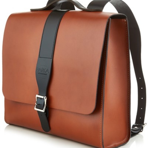 【Parka London 】英國原裝手工牛皮潮流後揹包 手提包 後背包 多功能兩用包 精湛工藝 (棕/黑)