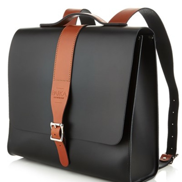 【Parka London 】英國原裝手工牛皮潮流後揹包 手提包 後背包 多功能兩用包 精湛工藝 (黑/棕)