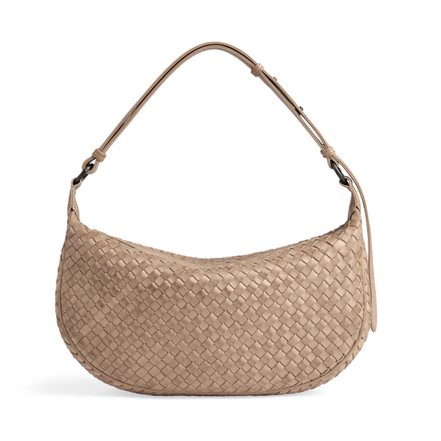 MARKBERG Muse 丹麥手工牛皮個性編織繆斯兩用大側肩包 肩背包 斜背包 腋下包 手提包 (編織摩卡慕斯)