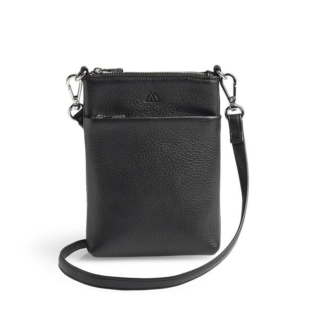 MARKBERG Maia 丹麥手工牛皮個性瑪雅手機包 隨行包 肩背包 斜背包 側肩包 (極簡黑)