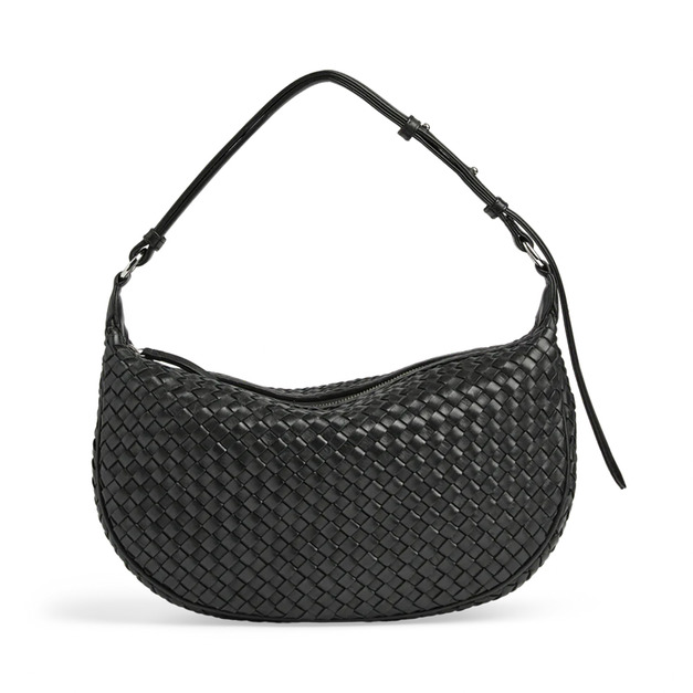 MARKBERG Muse 丹麥手工牛皮個性編織繆斯兩用大側肩包 肩背包 斜背包 腋下包 手提包 (編織黑)