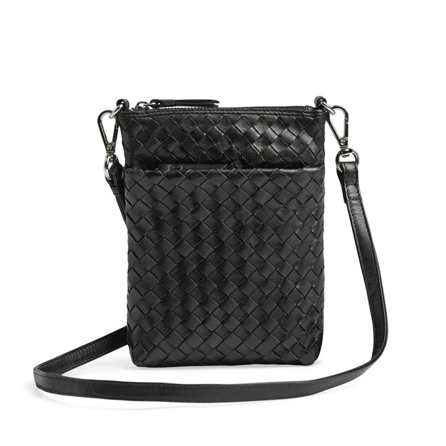 MARKBERG Maia 丹麥手工牛皮個性編織瑪雅手機包 隨行包 肩背包 斜背包 側肩包 (編織黑)