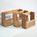 Tomood/ 土與木之間 手工實木籐編置物架 收納盒(L)_4
