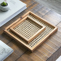 Tomood/ 土與木之間 手工實木方型籐編淺盤 收納托盤