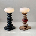Tomood/ 土與木之間_ 疊疊石桌燈_ Cairn Table Lamp_胡桃木/原木染黑_1