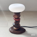 Tomood/ 土與木之間_ 疊疊石桌燈_ Cairn Table Lamp_胡桃木/原木染黑