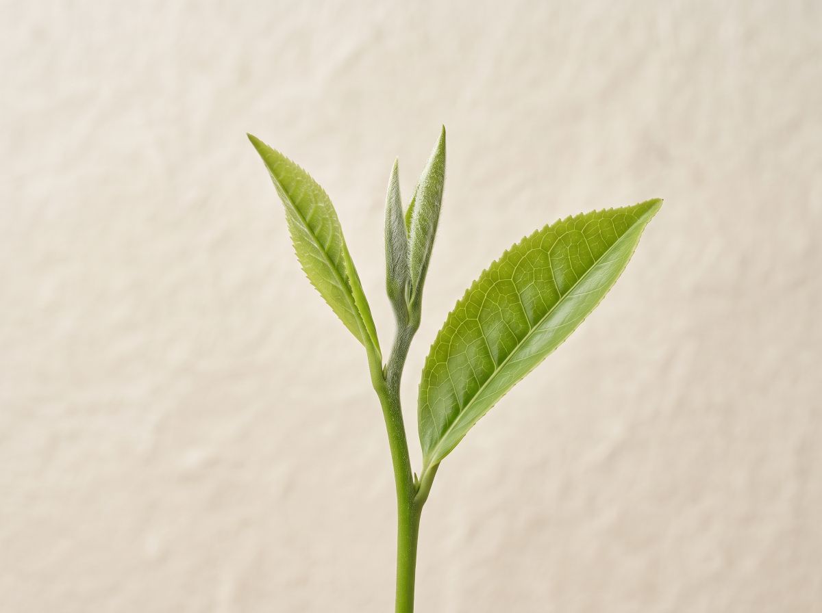 茶樹頂端幼嫩芽尖微距特寫：富含茶多酚與細緻白毫的茶芽結構