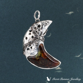 【火瑪瑙】925純銀 裸石客製化包框 - 月