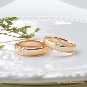 【長】長方鑽對戒客制訂做 - 14K黃K金