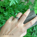 手工925純銀【淬鍊-硫化全黑款】不規則鍛敲中性男性戒指_7