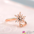 韓製 戒指 頂級鋯石 銅鍍16K金 聖誕雪花 開口式 戒指 微醺．禮物_3