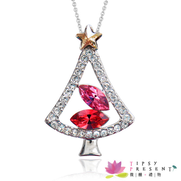 項鍊 施華洛世奇水晶元素 歡樂聖誕樹 項鍊 微醺 禮物