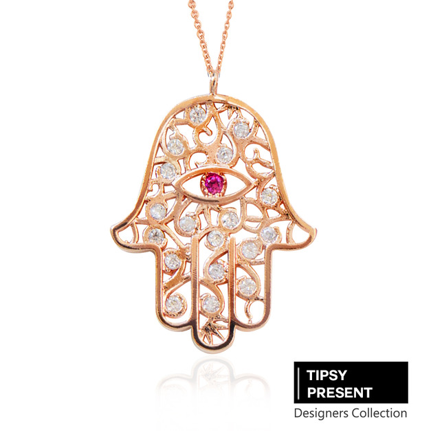 韓製 項鍊 頂級鋯石 銅鍍16K金 佛手 長鍊 項鍊 兩色 微醺 禮物