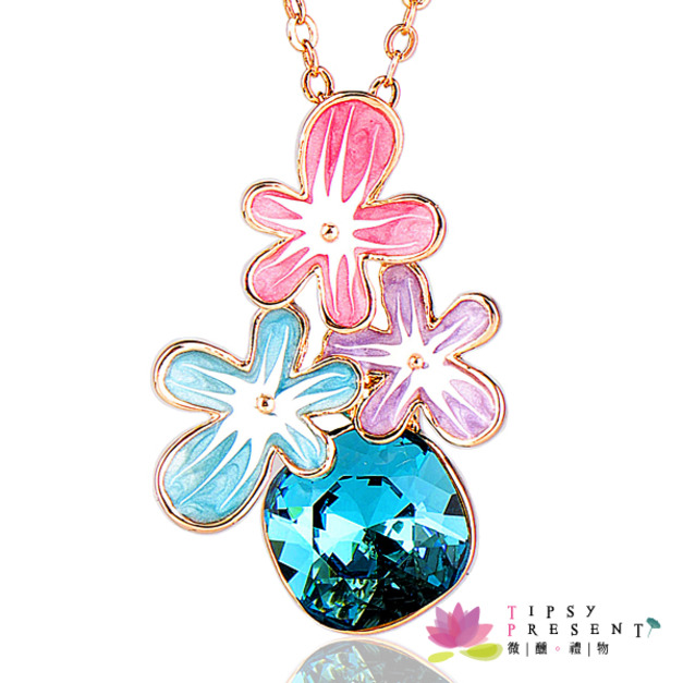 項鍊 施華洛世奇 水晶元素 花的狂想曲 熱情風格 短鍊 微醺 禮物