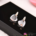 耳環 高級水鑽 合金鍍K金 白金 水晶愛心 耳環 兩色 微醺 禮物_6