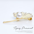 胸針 水鑽 合金 珍珠杏葉 胸針 微醺禮物_2