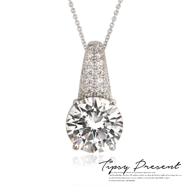 項鍊  頂級鋯石 925銀鍍白金 璀璨永恆鋯石 項鍊 微醺禮物