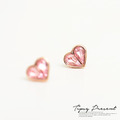 耳環 高級水鑽 鍍18K金 粉紅愛心 耳環 微醺 禮物_2