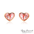 耳環 高級水鑽 鍍18K金 粉紅愛心 耳環 微醺 禮物