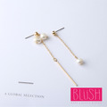 天然珍珠 秀氣 不對稱 耳環 [BLUSH]_1