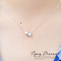 項鍊 925純銀 5mm 珍珠 圓鋯 頸鍊 短鏈 微醺．禮物_1