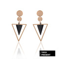 耳環 正韓 鋼飾 鋼針 幾何圖形 圓圈 三角 排列垂墜耳環 針式 微醺．禮物 (可改耳夾）