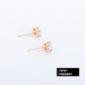 耳環 鍍18K金 6爪 5mm 閃耀圓鋯 單顆 耳針 微醺．禮物 (可改耳夾）_2