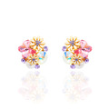 正韓 鋼針 水晶蝴蝶 花朵 尖頂水鑽 春天花叢 淡紫水鑽 耳針 耳環 微醺．禮物 (可改耳夾）