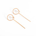 正韓 低過敏 鋼針 鋼飾 玫瑰金 鋯石 圓圈外加 金棍子 垂墜 耳針 耳環 微醺。禮物 (可改耳夾）