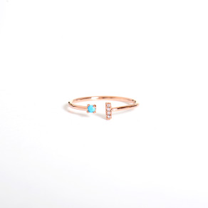 戒指 正韓  鍍K金 鋯石 綠松石 粉紅鋯石 簡約 開口戒 女戒  微醺。禮物 