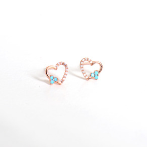 正韓 鍍K金針 鍍K金超可愛耳環 鏤空 綠松石 小愛心 耳針 耳環  微醺。禮物 (可改耳夾)