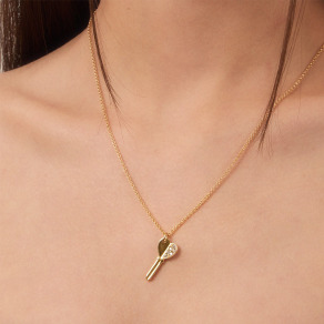 NOONOO FINGER HEART KEY NECKLACE 鑰匙 鋯石 鍍K金 項鍊 (現貨)