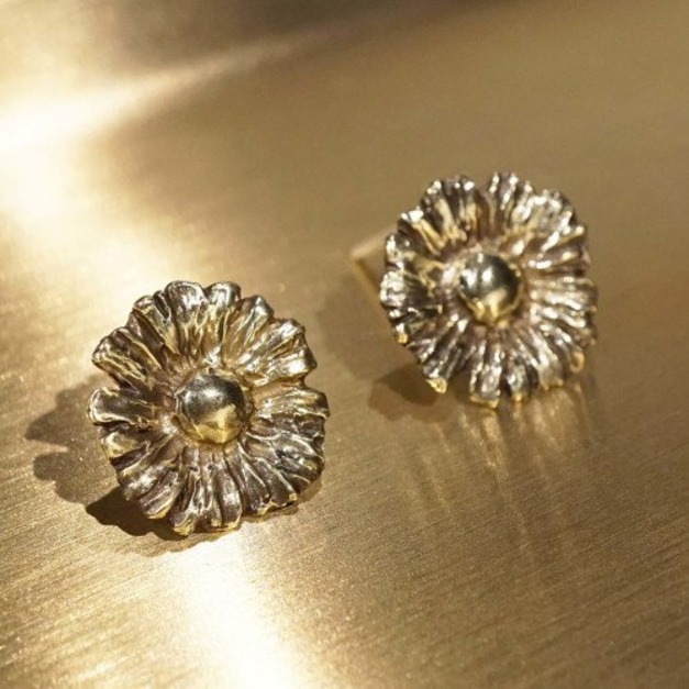 【Chia Jewelry】單朵雛菊黃銅耳環
