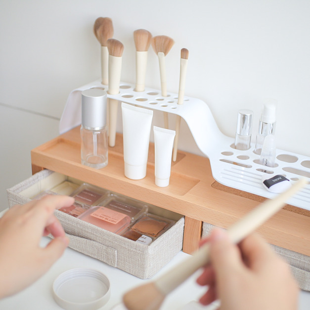 【TOSMU 童心木】雙抽化妝品架