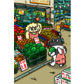 【黑面皮獸插畫】明信片-傳統菜市場