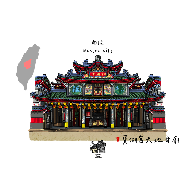 【黑面皮獸插畫】明信片-南投聖母廟