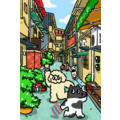 【黑面皮獸插畫】明信片-臺灣小巷