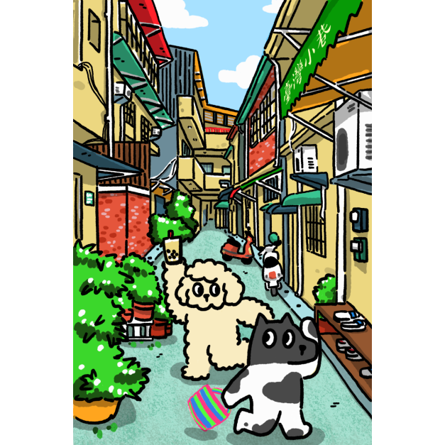 【黑面皮獸插畫工作室】明信片-臺灣小巷