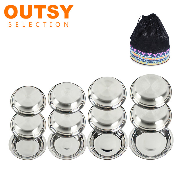 戶外高級304不鏽鋼盤12件組-附收納袋