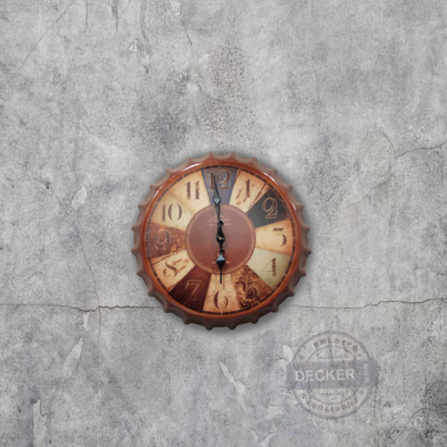 瓶蓋掛鐘 (深貼布) - 趣味家飾 輕工業風格