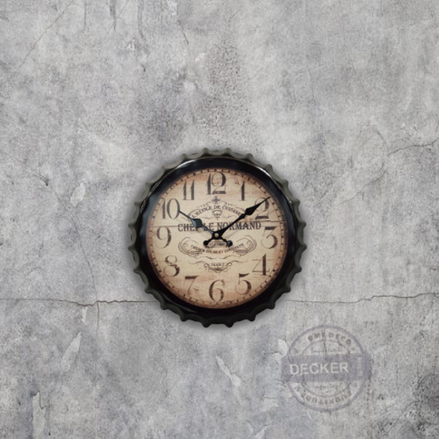 瓶蓋掛鐘 (黑框) - 趣味家飾 輕工業風格