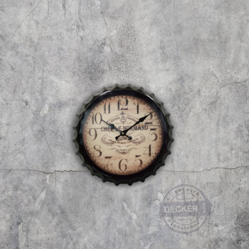 瓶蓋掛鐘 (黑框) - 趣味家飾 輕工業風格