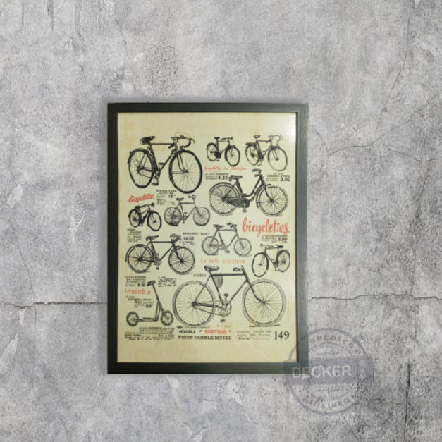 老式掛畫 自行車 - 時尚風格掛畫 流行餐廳壁畫 酒吧壁面裝飾