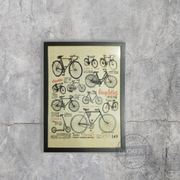 老式掛畫 自行車 - 時尚風格掛畫 流行餐廳壁畫 酒吧壁面裝飾