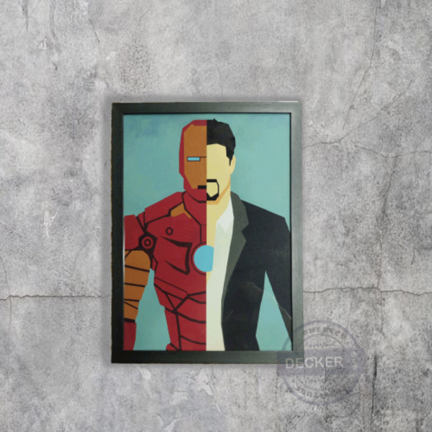 變身英雄掛畫 鋼鐵人 - 時尚酒吧壁畫 漫威生活 美式風格 樹脂相框