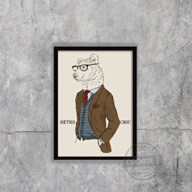 紳士掛畫 A款 - 復古動物掛畫 酒吧壁畫 清新掛飾 樹脂相框