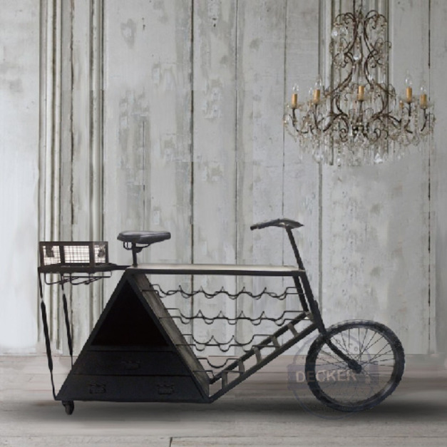 特朗紅酒收納架 - Loft創意工業風 鐵件自行車 移動式收納
