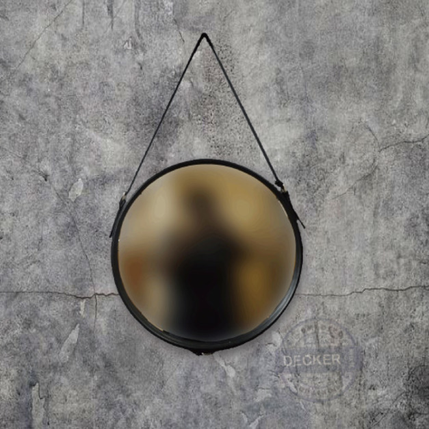 皮特圓鏡 (黑皮) - 古典工業風格家飾 設計風格皮帶 皮革鉚扣