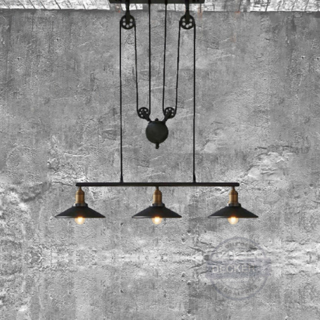 滑輪吊燈 直排3頭 - Loft工業風格 工業設計燈飾